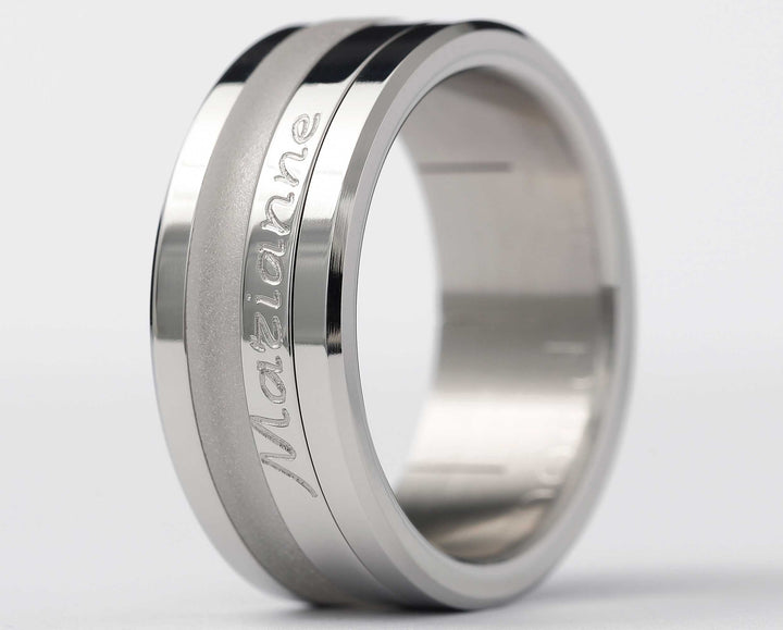 Ring-Set | Personalisierte Gravur eines Vornamens | Edelstahl