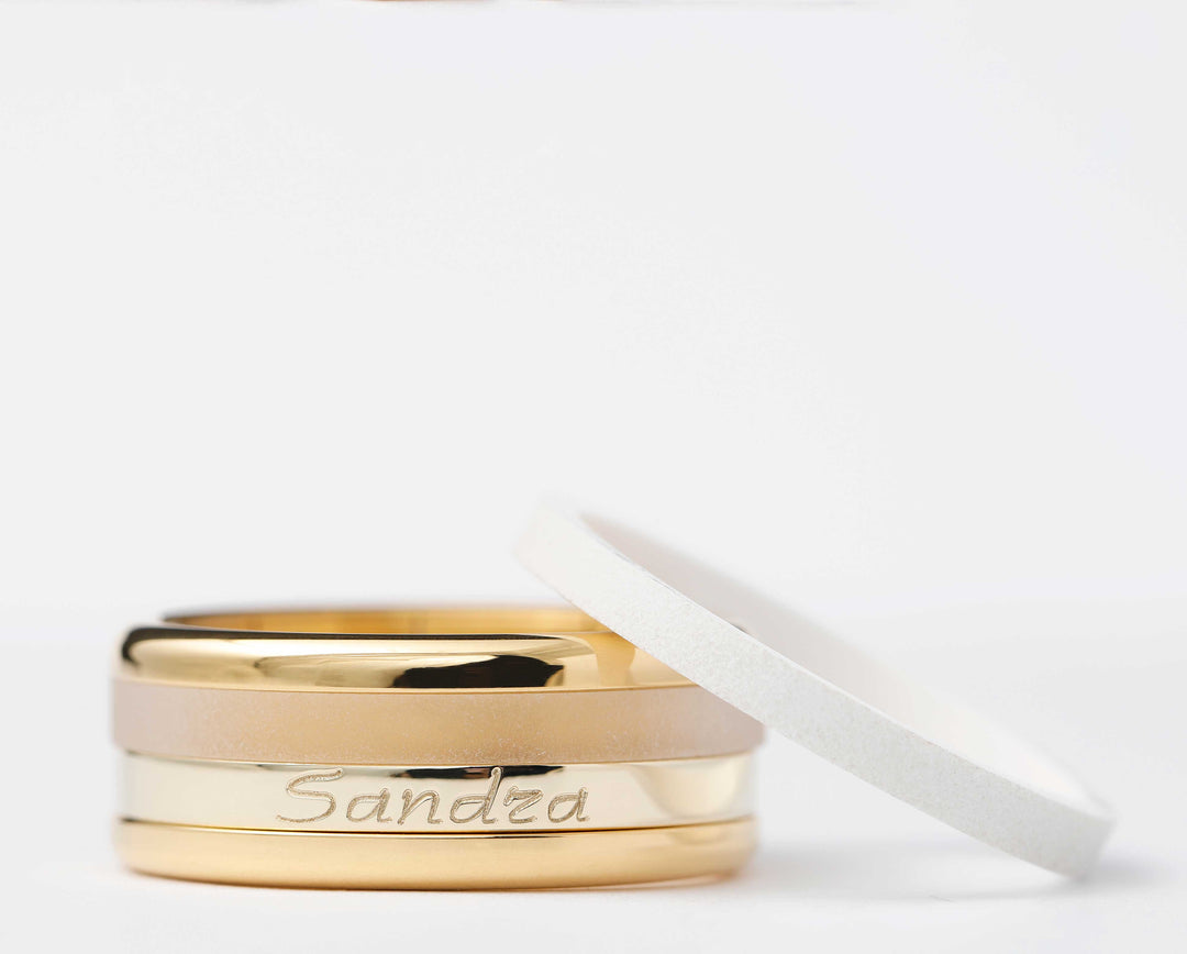 Ring-Set | Personalisierte Gravur eines Namens | Yellow Gold