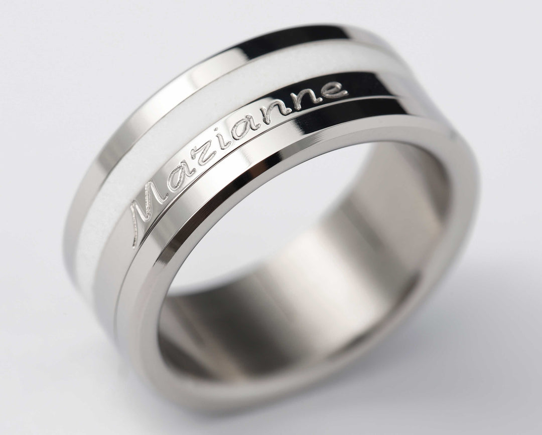 Ring-Set | Personalisierte Gravur eines Vornamens | Edelstahl