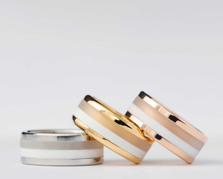 Ring-Set | Personalisierte Gravur eines Namens | Pink Gold