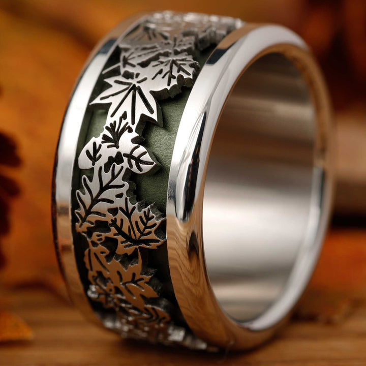 Coffret | Feuilles d'automne 3D - bague mood interchangeable