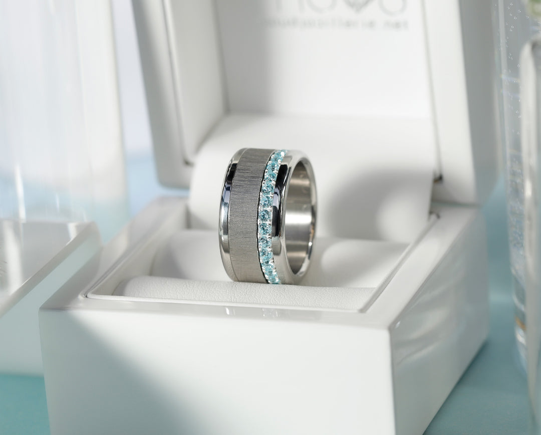 💍 Innenring (Medium Addon) "Himmlische Aura" aus 925 Silber mit blauen Zirkonia Steine besetzt