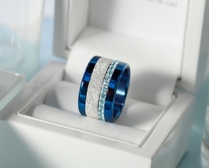 💍 Innenring (Medium Addon) "Himmlische Aura" aus 925 Silber mit blauen Zirkonia Steine besetzt