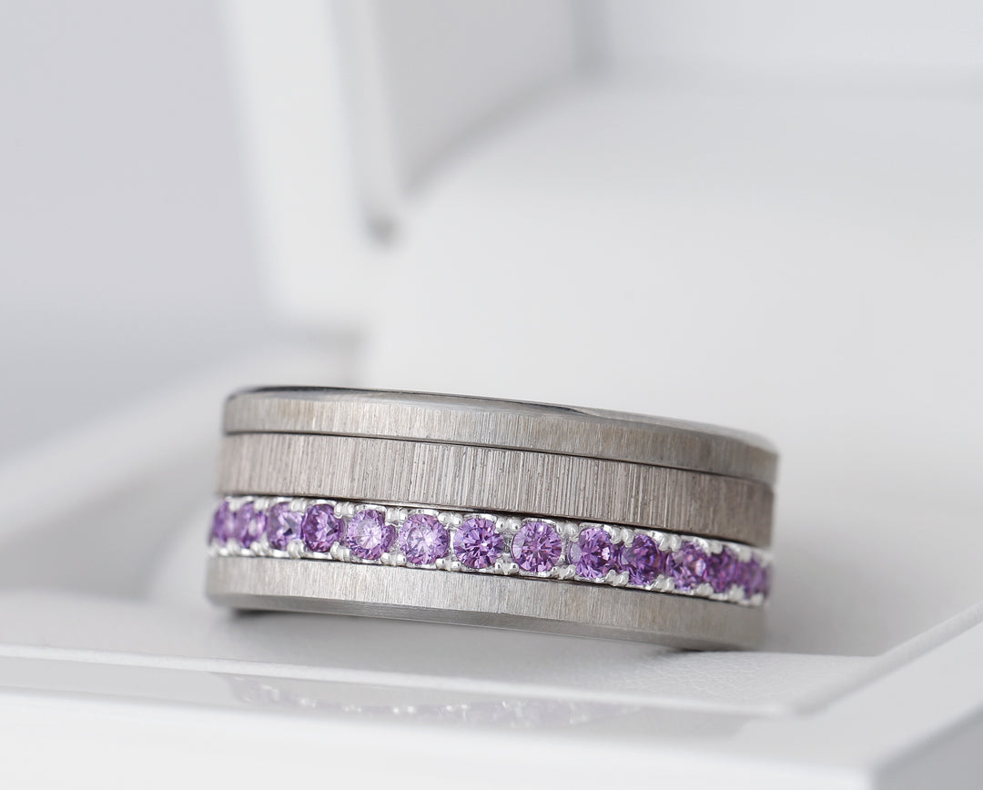 🧏🏻‍♀️ Innenring (medium Addon) "SorAura harmonische Aura“ aus 925 Silber, mit violetten Zirkonia Steinen besetzt 💜