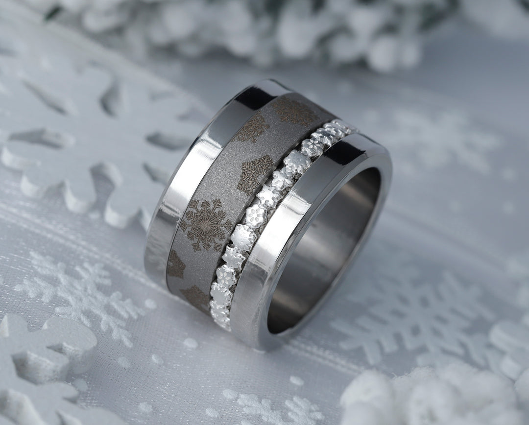 ❄️ 2/3 addon (inner ring) "Flakes" in sandblasted steel