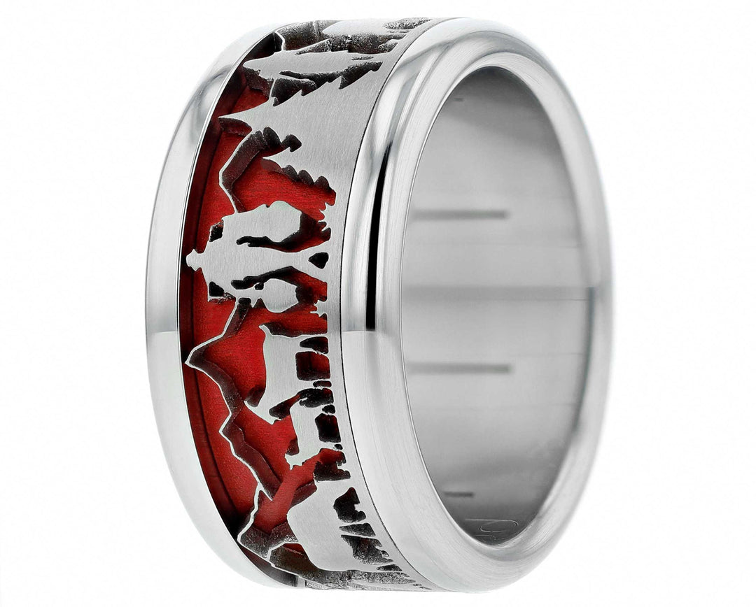 bague mood en acier inoxydable couleur rouge poya suisse