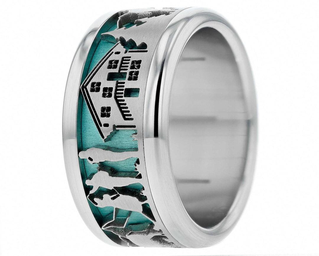 bague mood interchangeable en acier inoxydable couleur turquoise poya suisse