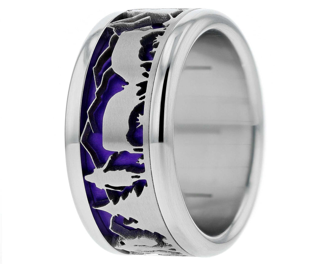 bague mood interchangeable en acier inoxydable couleur violet poya suisse