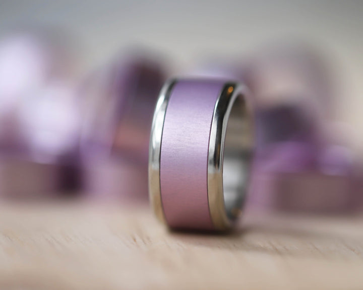 bague mood interchangeable couleur violet lila belipastel avec base en acier inoxydable