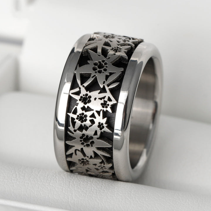 bague mood interchangeable suisse edelweiss noir