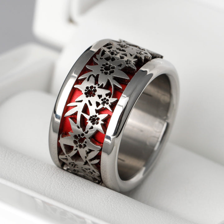 bague mood interchangeable suisse edelweiss rouge