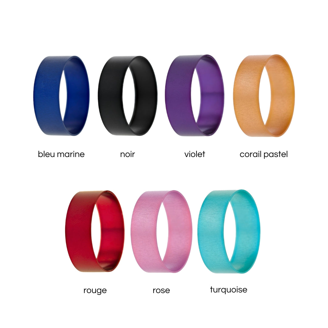 mood ring in steel with personalized text and interchangeable color (SMALL version)