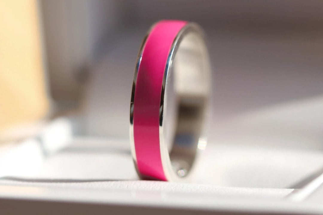 💓Inner ring (medium addon) in 925 silver with fuschia pink enamel coating💓