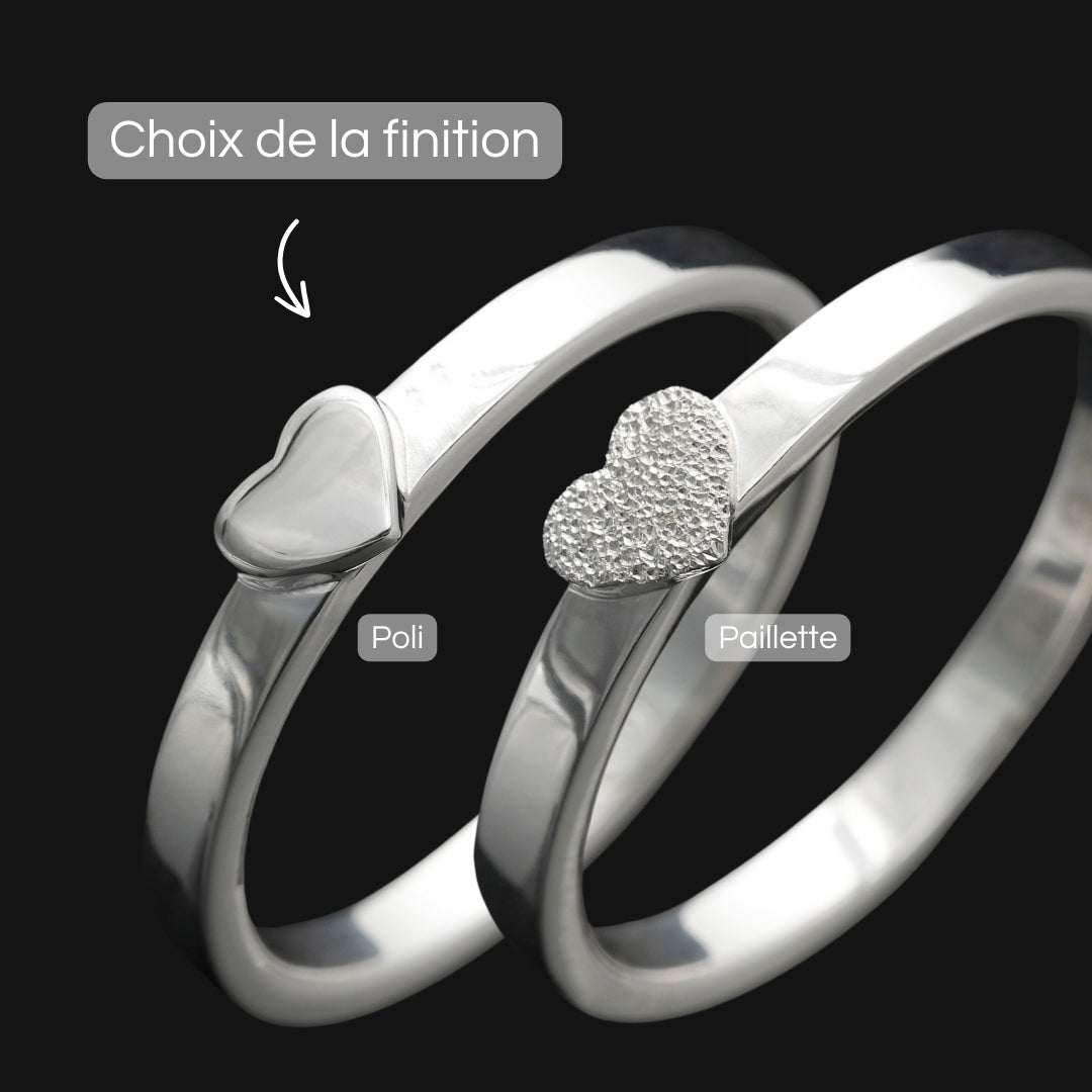 Bague mood coeur center en argent – bijou femme