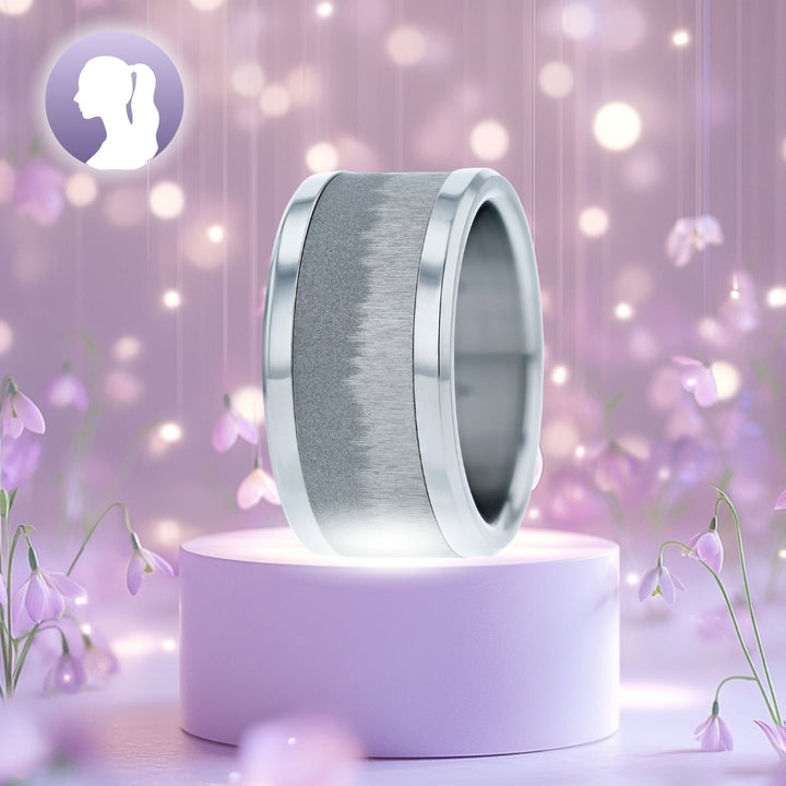 Bague mood "Cristal de givre" en acier inoxydable froissé avec anneau interchangeable