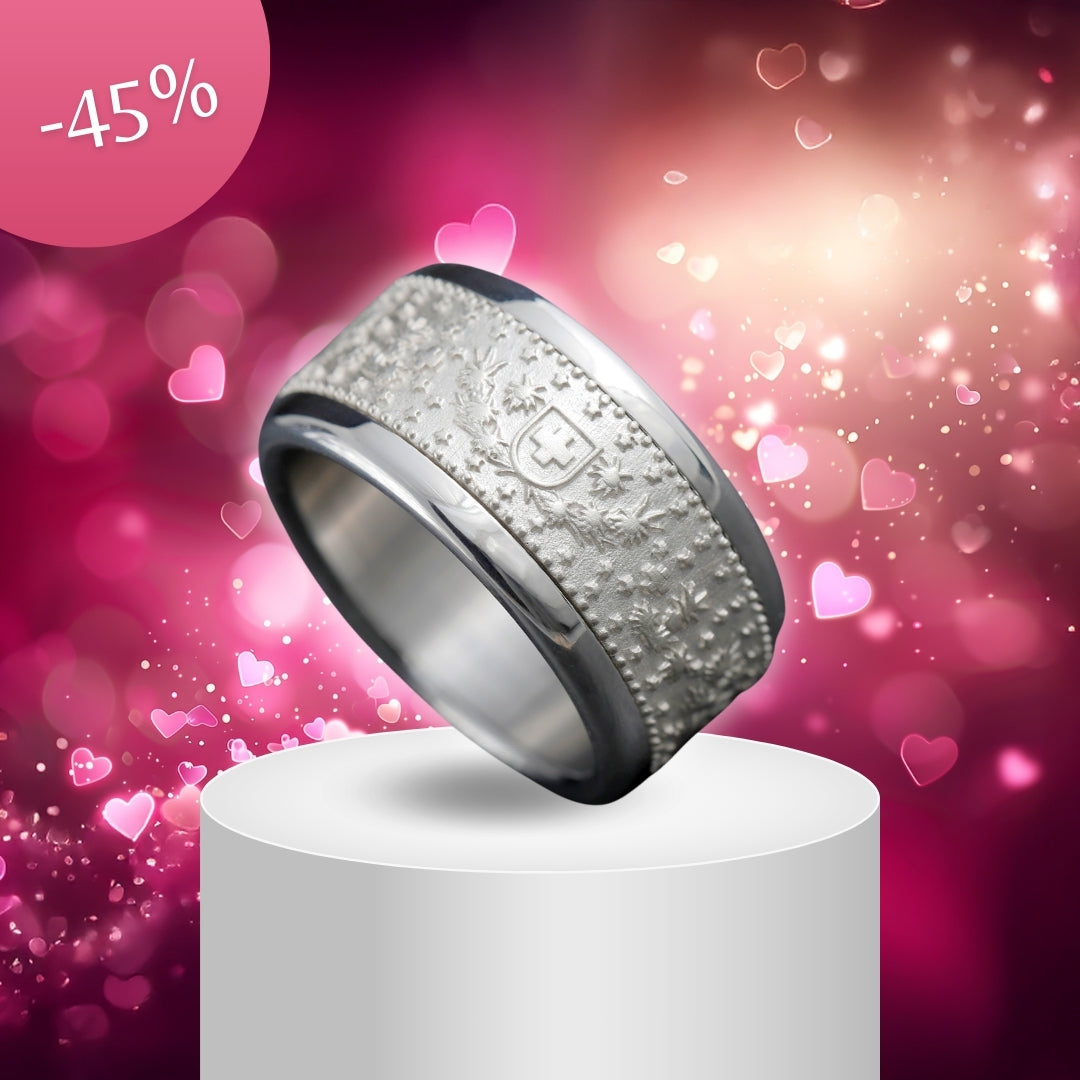 Helvetia mood Ring - Addon aus 925 Silber mit Schweizer Münze-Motive - Schmuck für Frauen und Männer