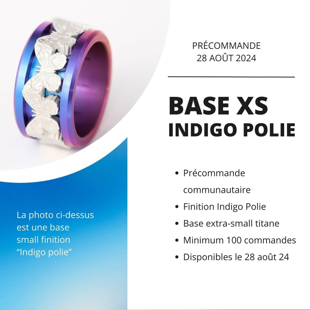 💙💜 Précommande : NEW BASE EXTRA SMALL en titane finition polie au dégradé INDIGO - (bleu - rose - violet)