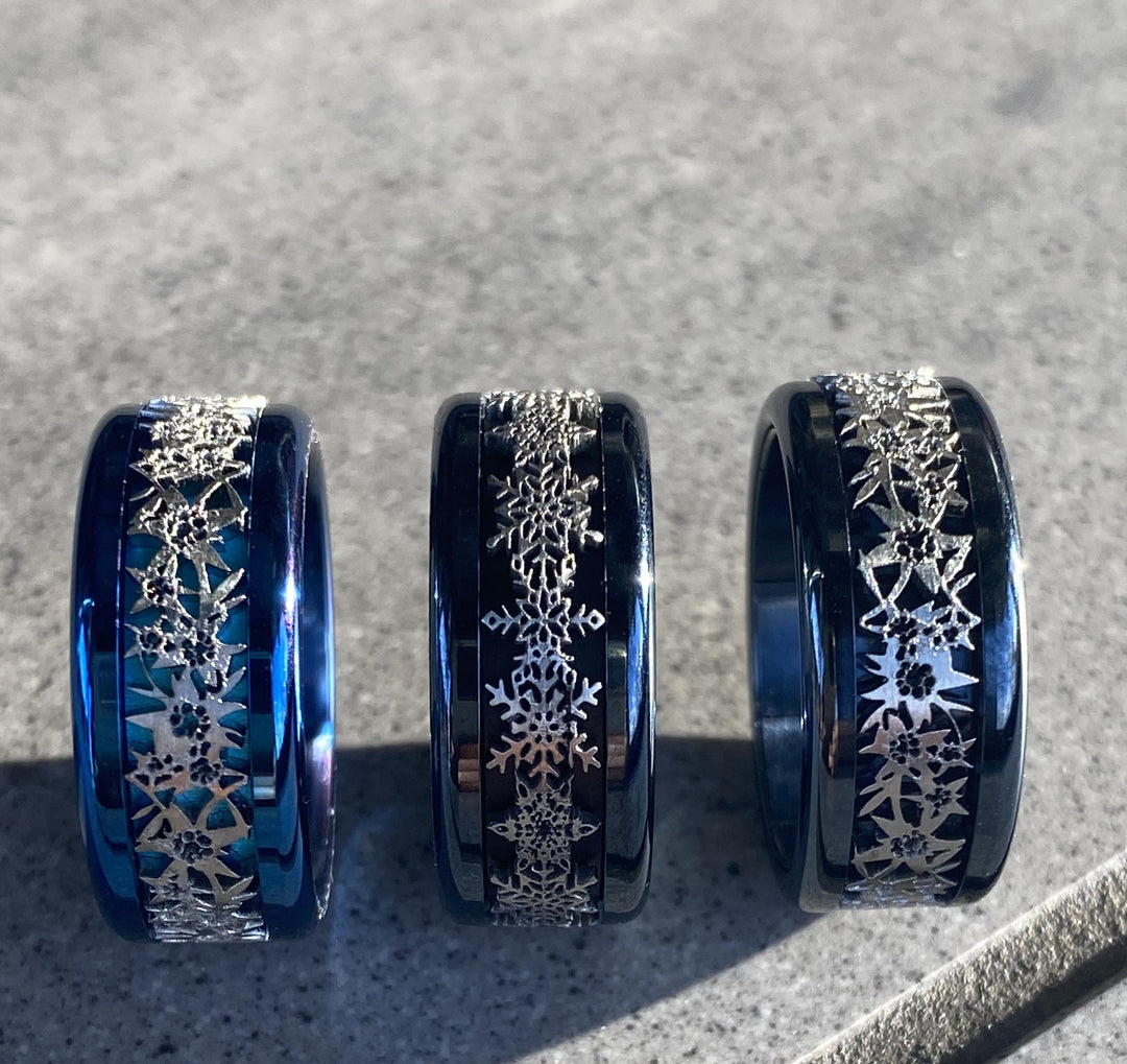 2/3 - Bague mood interchangeable - 3d Edelweiss - bague bleu