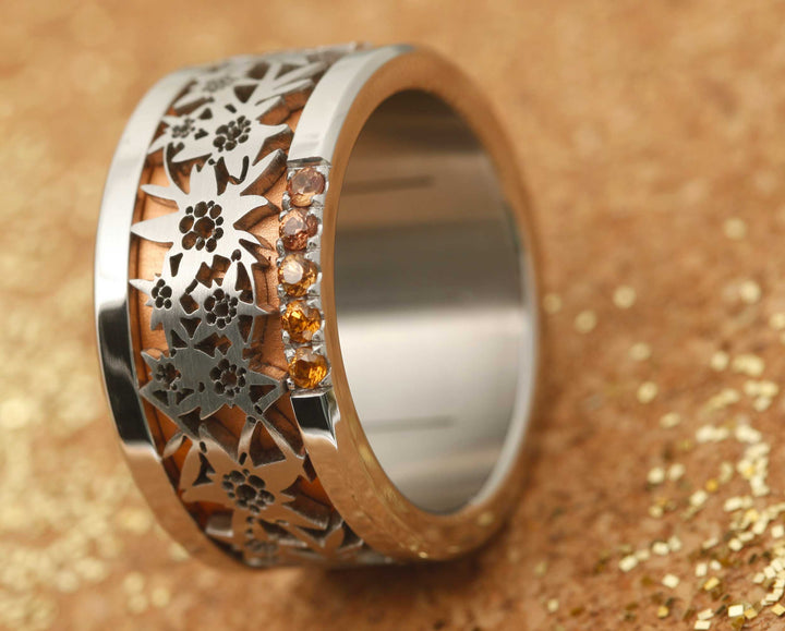 coffret Bague mood interchangeable - 3d Edelweiss - orange