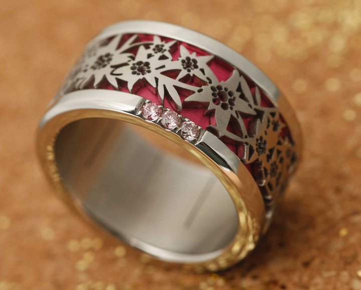 coffret Bague mood interchangeable - 3d Edelweiss - rouge