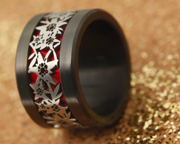 coffret Bague mood interchangeable - 3d Edelweiss - Noir et rouge